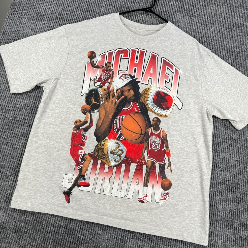 Air Jordan Shirt Michael Jordan Nike Large Gray Short Sleeve Crew Casual Bulls